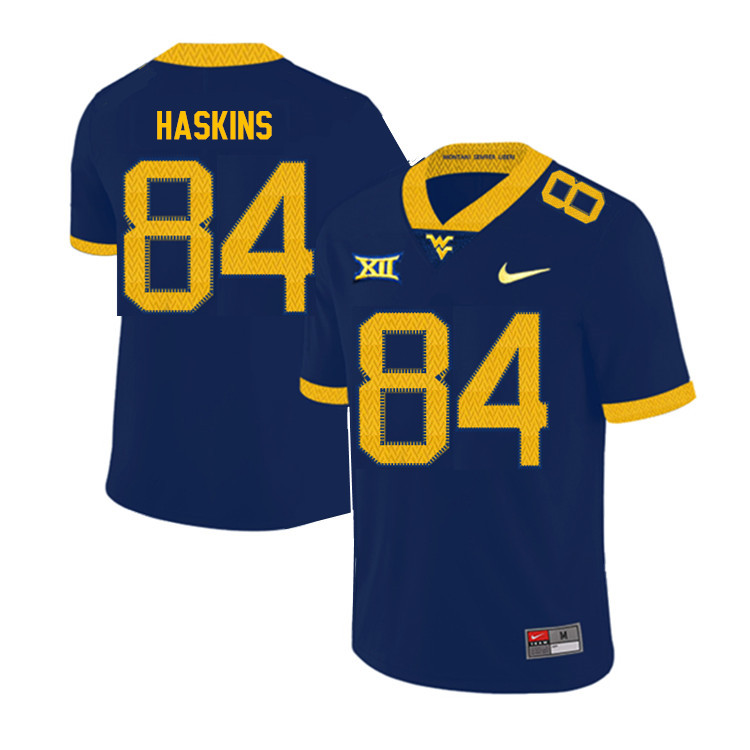 NCAA Men's Jovani Haskins West Virginia Mountaineers Navy #84 Nike Stitched Football College 2019 Authentic Jersey RK23K57XF